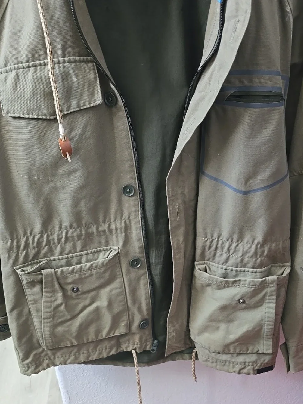 adidas Olive Green Hooded Field Jacket with Pockets